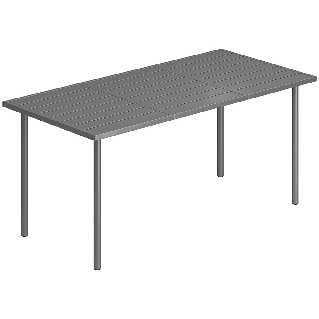 Lauko stalas 165x80 cm metalinis su grotelėmis tamsiai pilkas