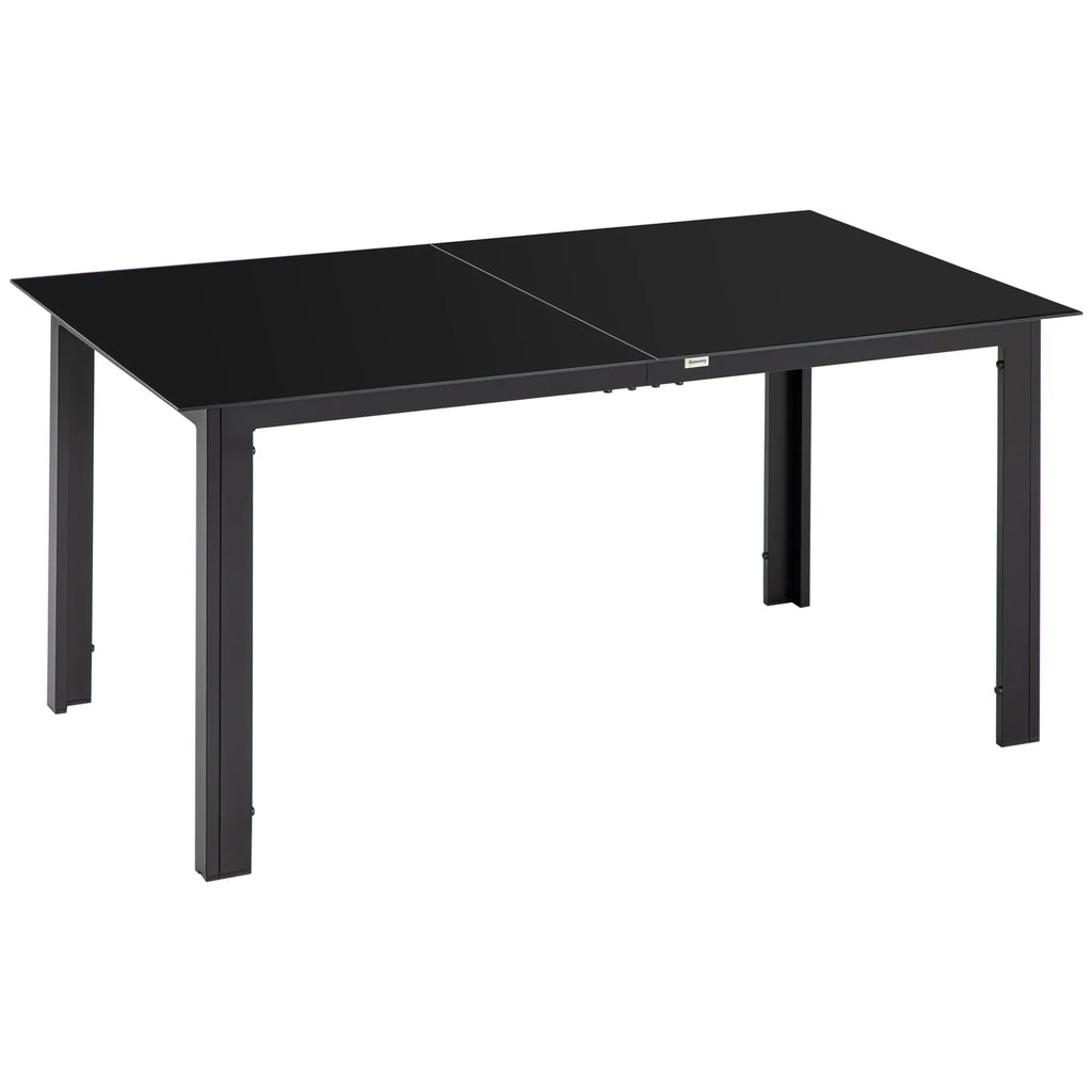 Lauko stalas 6 asmenims, 150 x 90 x 74 cm, juodas