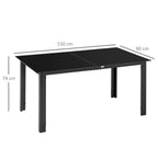 Lauko stalas 6 asmenims, 150 x 90 x 74 cm, juodas