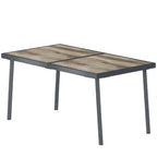 Lauko stalas 6 asmenims, medžio imitacijos stalviršis, metalinis rėmas, pilkas, 145x85x72 cm