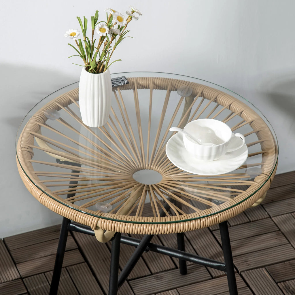 Lauko stalas apvalus 50x50 cm, smėlio