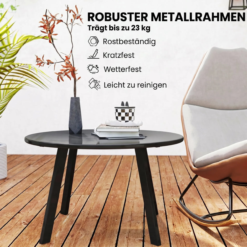 Lauko stalas apvalus 70 cm juodas