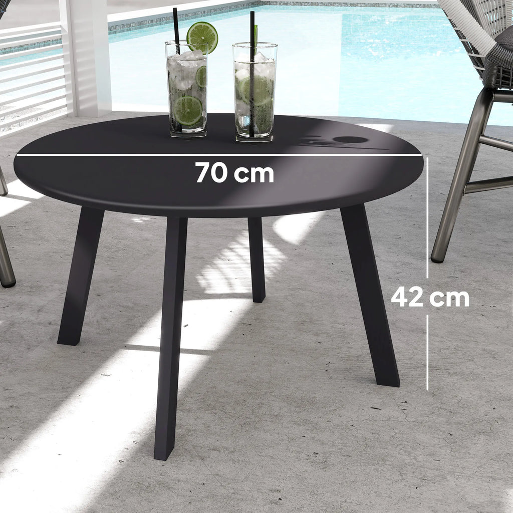 Lauko stalas apvalus 70 cm juodas