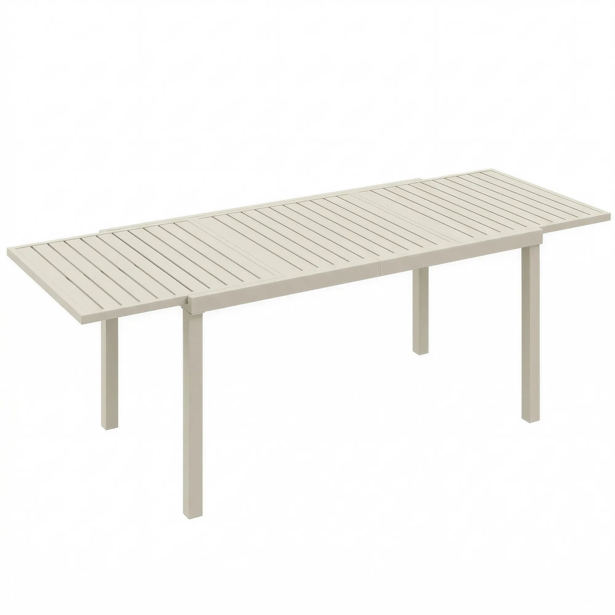 Lauko stalas išskleidžiamas 150/225 x 85 cm, aliuminis, 6-8 asmenims, baltas