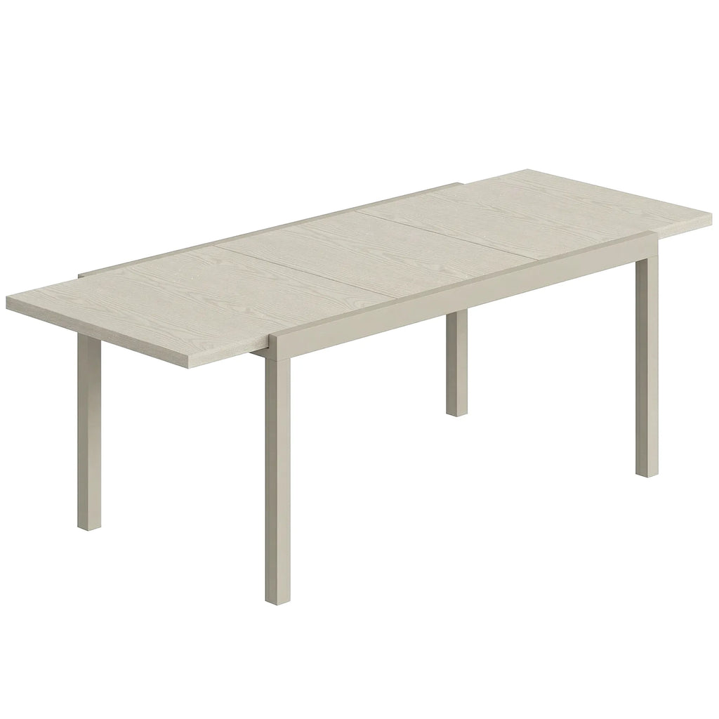 Lauko stalas ištraukiamas 154/214 x 85 cm, aliumininis valgomojo stalas 8–10 asmenų, šviesiai pilkas