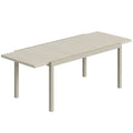 Lauko stalas ištraukiamas 154/214 x 85 cm, aliumininis valgomojo stalas 8–10 asmenų, šviesiai pilkas