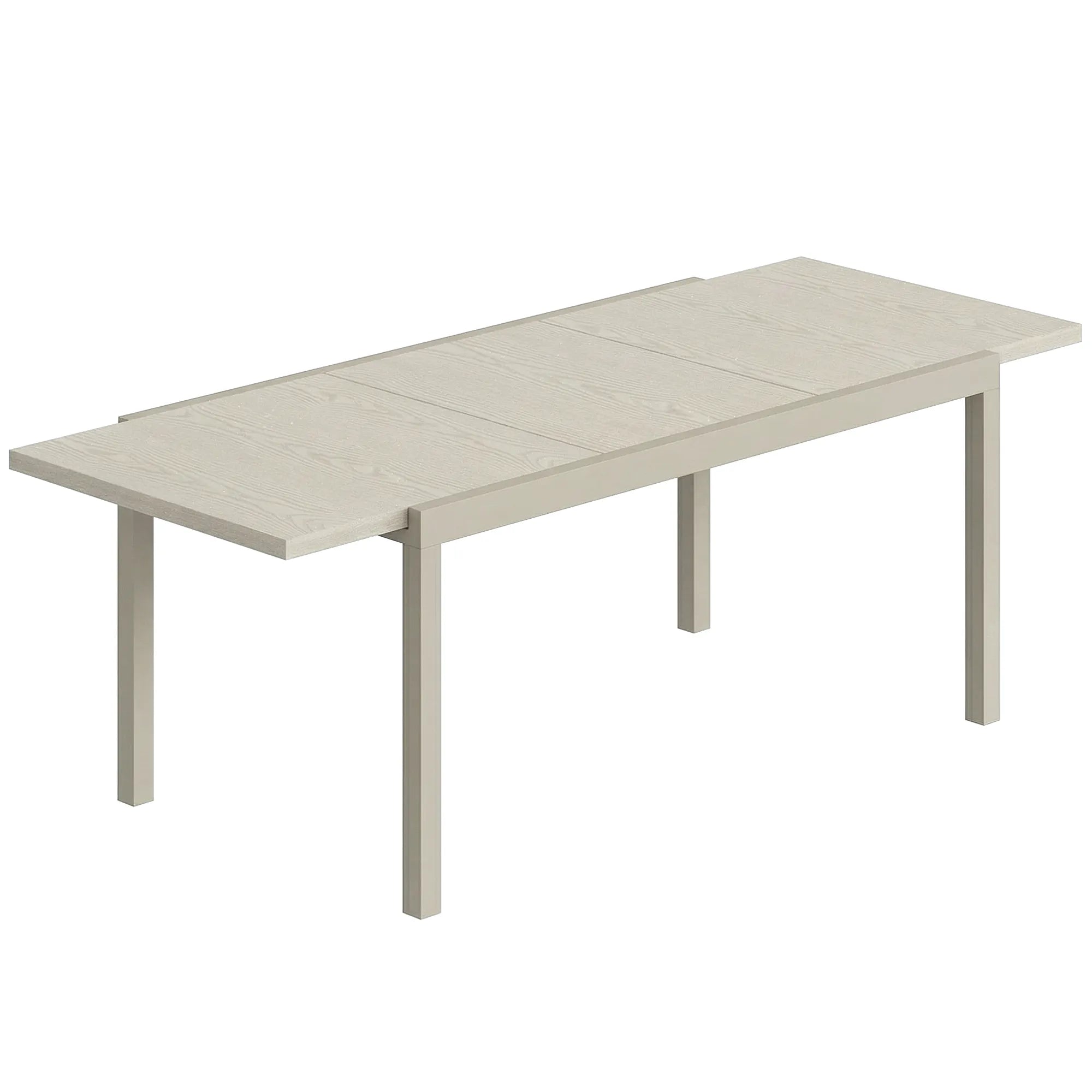 Lauko stalas ištraukiamas 154/214 x 85 cm, aliumininis valgomojo stalas 8–10 asmenų, šviesiai pilkas
