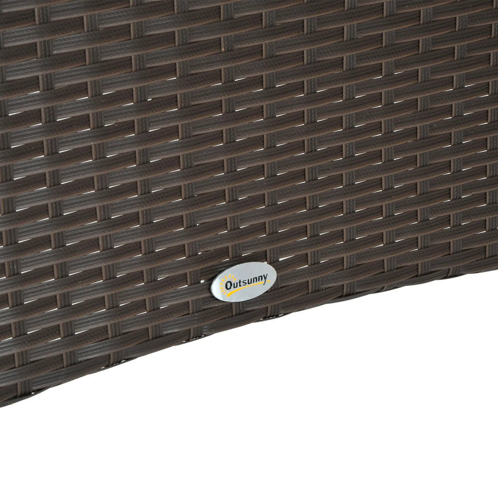 Lauko stalas su stiklo plokšte, polirotango, 150x85x74 cm, rudas/juodas