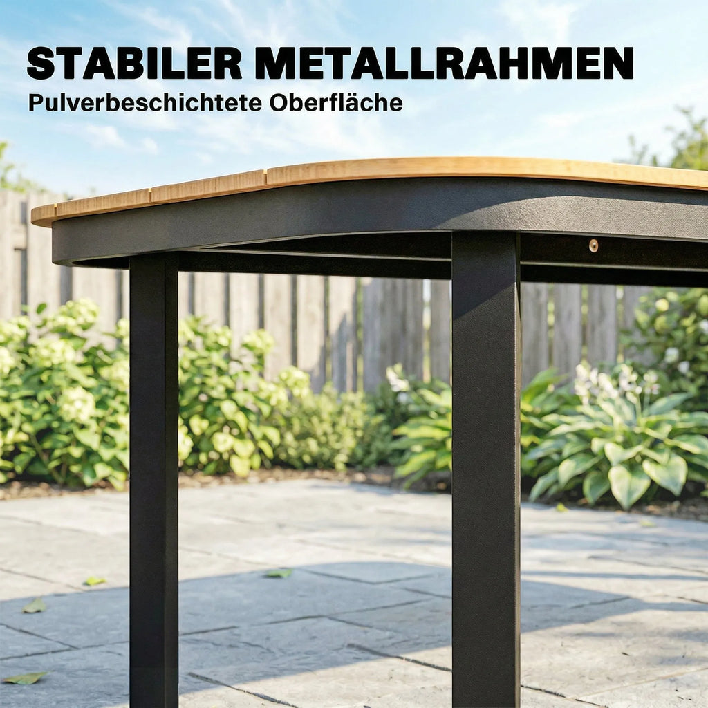 Lauko stalas su WPC stalviršiu 155 x 88 cm rudas