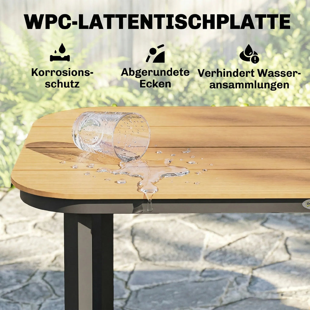 Lauko stalas su WPC stalviršiu 155 x 88 cm rudas