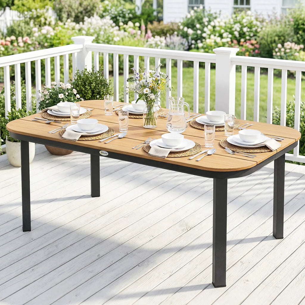 Lauko stalas su WPC stalviršiu 155 x 88 cm rudas