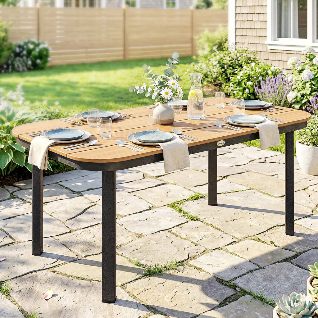 Lauko stalas su WPC stalviršiu 155 x 88 cm rudas