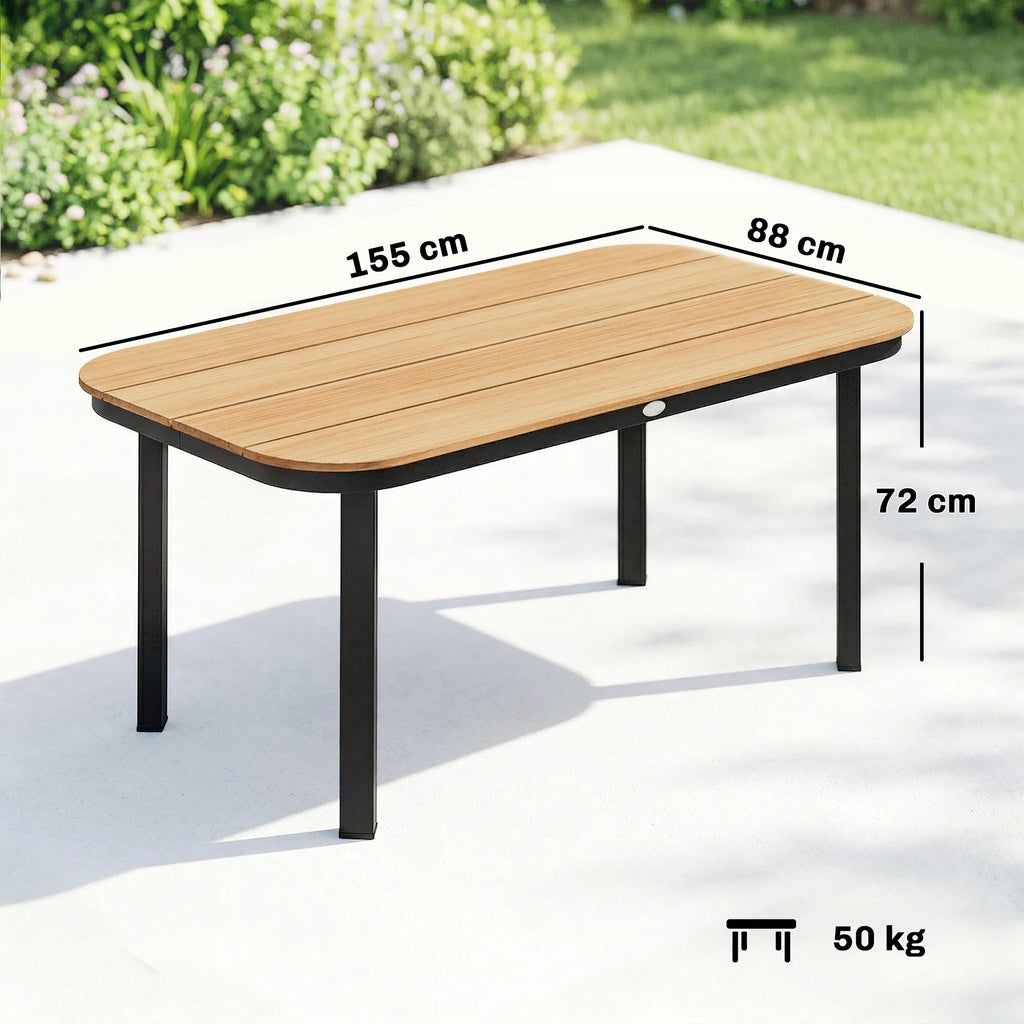 Lauko stalas su WPC stalviršiu 155 x 88 cm rudas