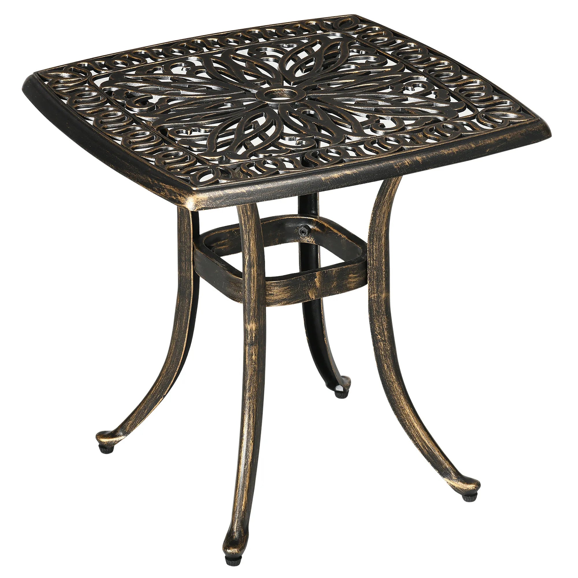 Lauko staliukas aliumininis 54 x 54 cm vintažinis bronzos spalvos