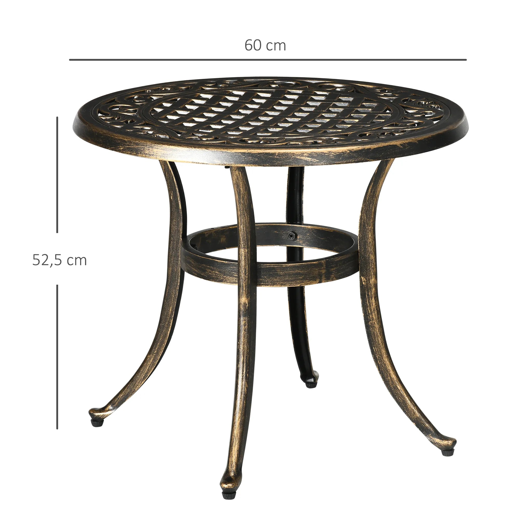 Lauko staliukas aliumininis 60 cm apvalus bronzinis