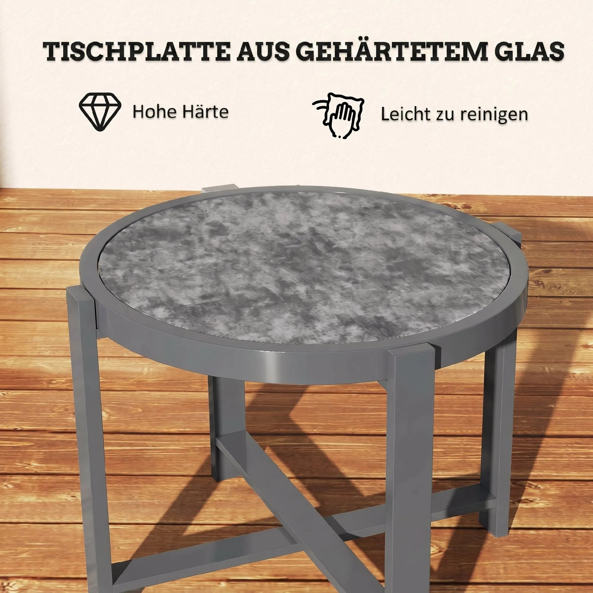 Lauko staliukas apvalus, iki 50 kg, pilkas