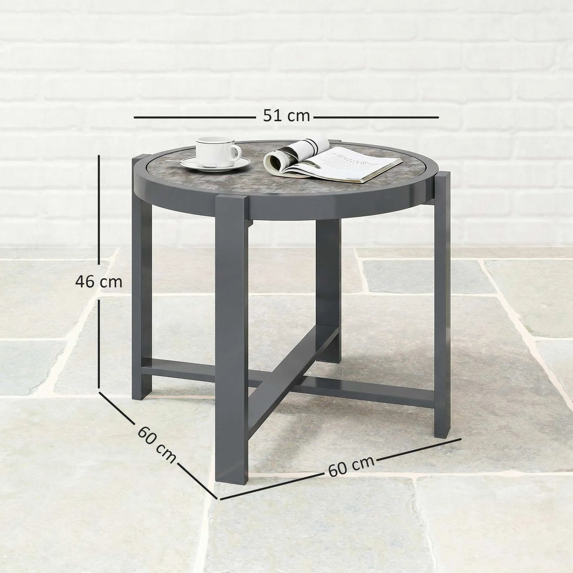 Lauko staliukas apvalus, iki 50 kg, pilkas
