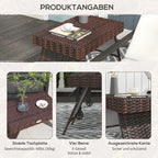 Lauko staliukas poliratano 60x41 cm sulankstomas rudas