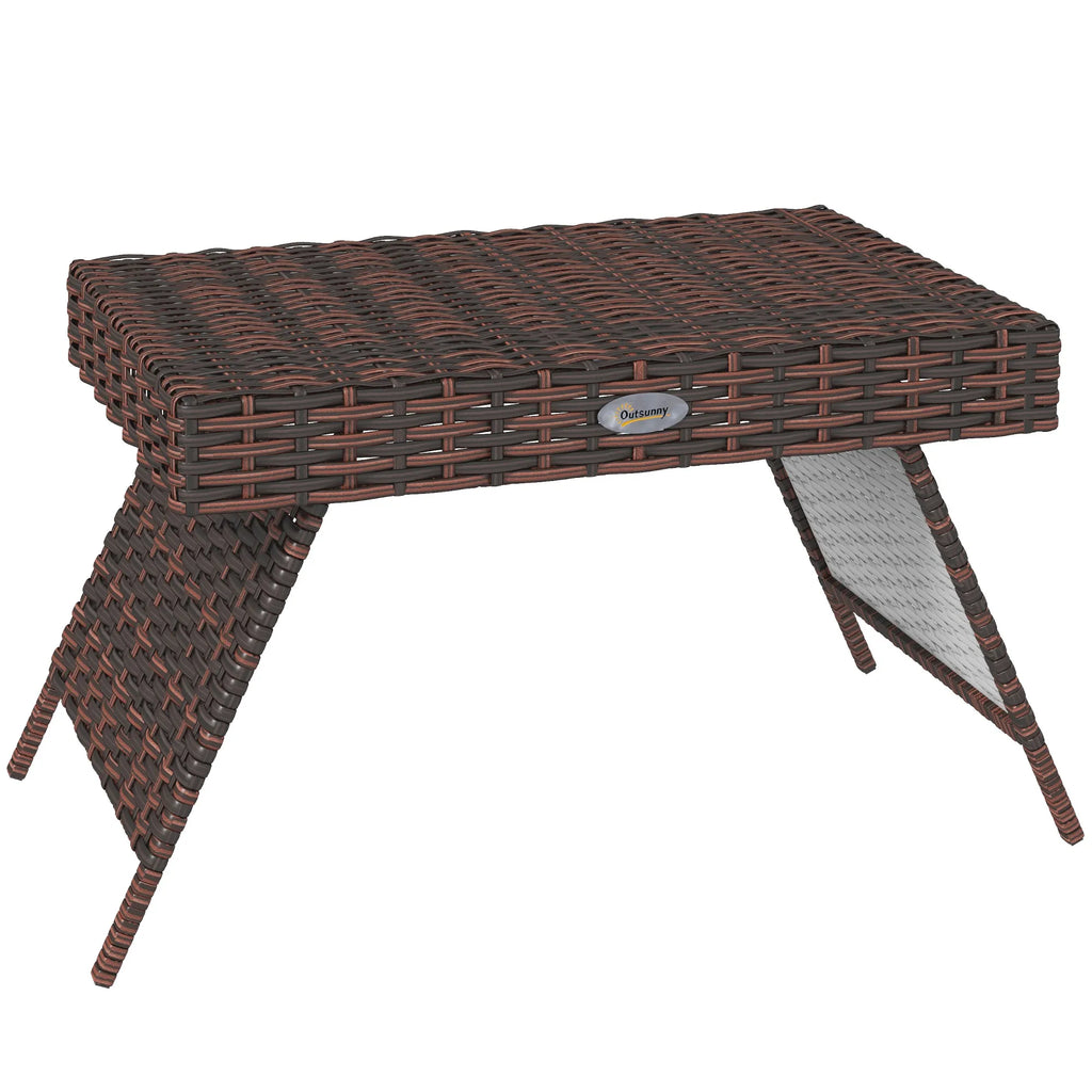 Lauko staliukas poliratano 60x41 cm sulankstomas rudas
