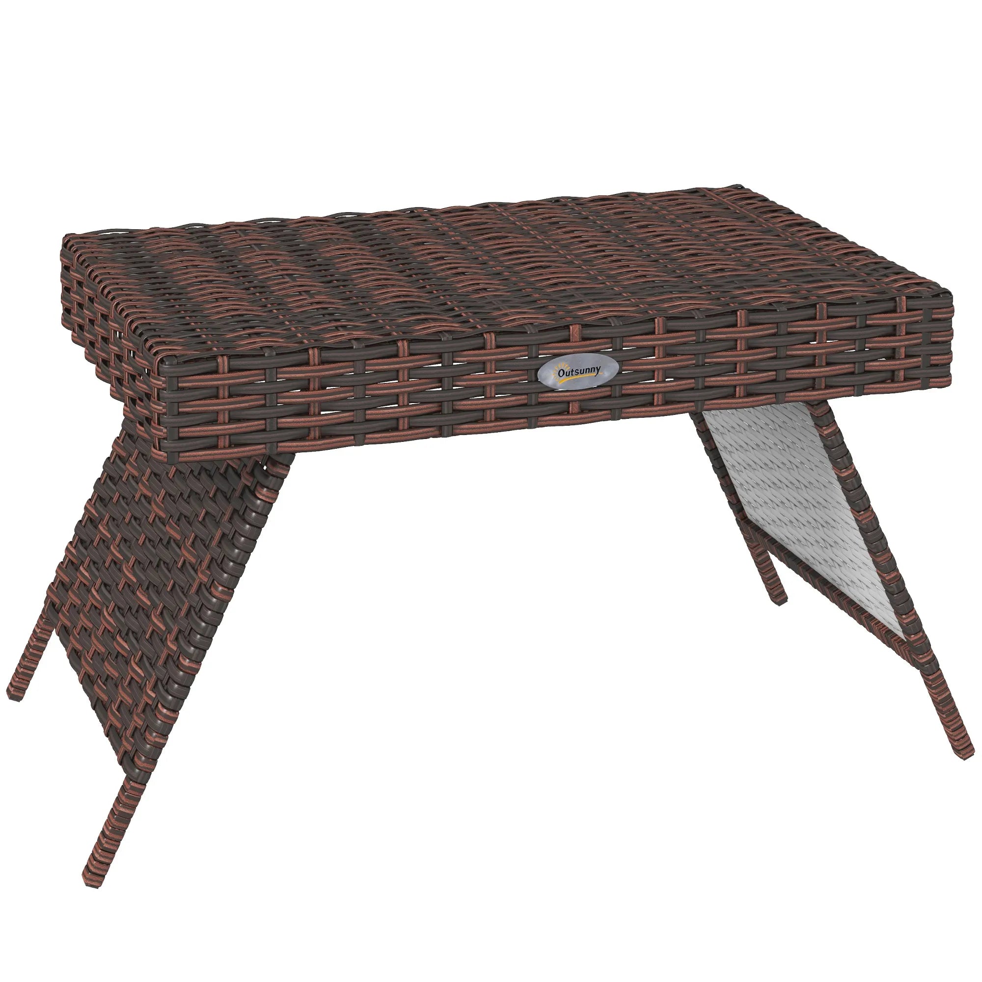 Lauko staliukas poliratano 60x41 cm sulankstomas rudas