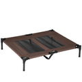 Lauko šunų gultas su metaliniu rėmu 92x76x18 cm, rudas