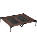 Lauko šunų gultas su metaliniu rėmu 92x76x18 cm, rudas