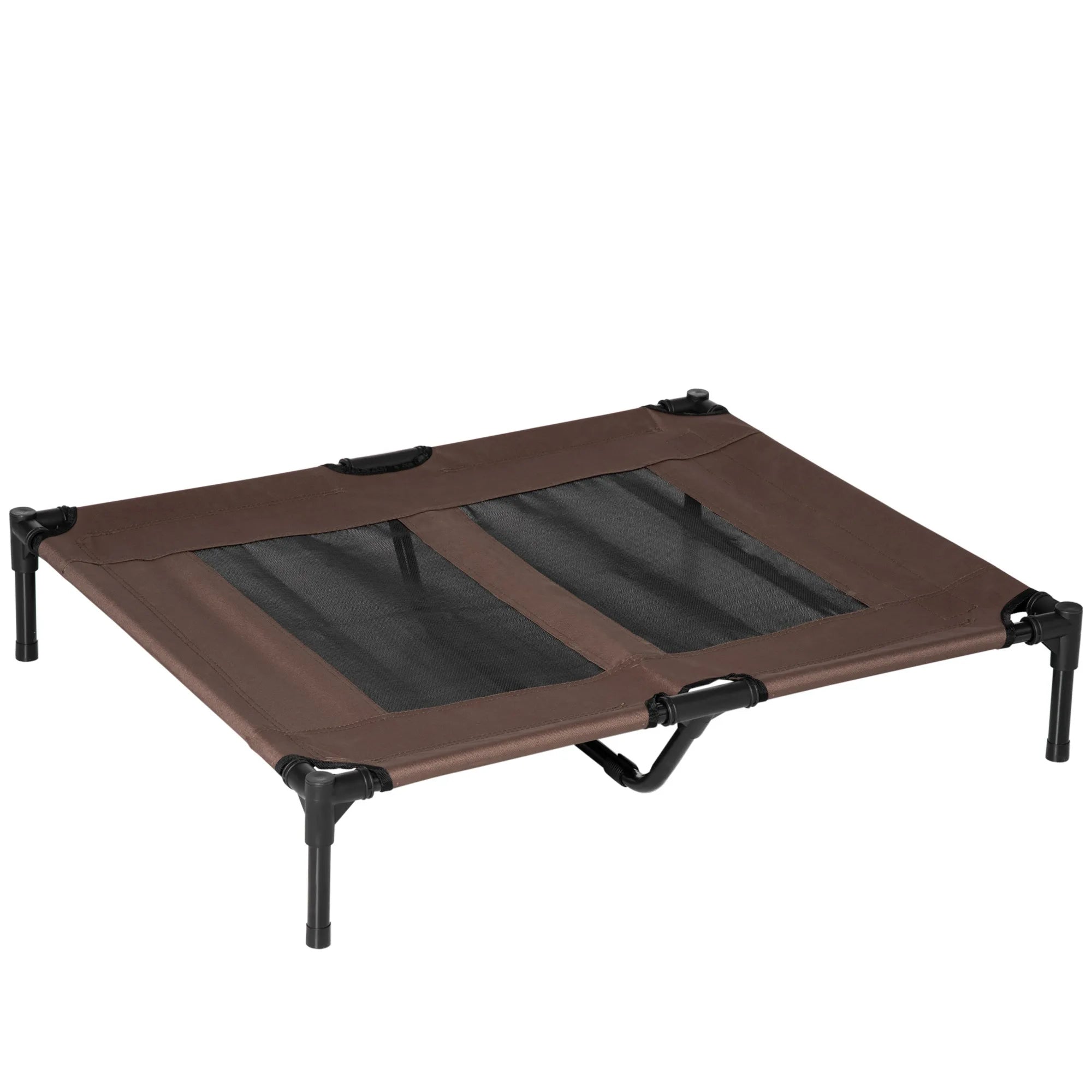 Lauko šunų gultas su metaliniu rėmu 92x76x18 cm, rudas