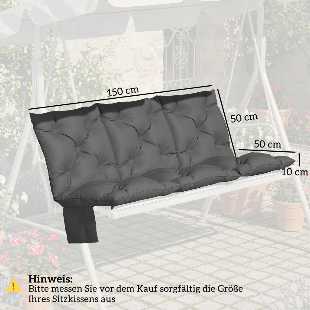 Lauko suoliuko pagalvė 150x100 cm su atlošu ir tvirtinimu tamsiai pilka