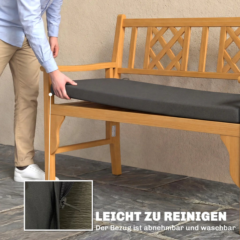 Lauko suoliuko pagalvėlė 110 x 46 cm, vandeniui atspari, tamsiai pilka