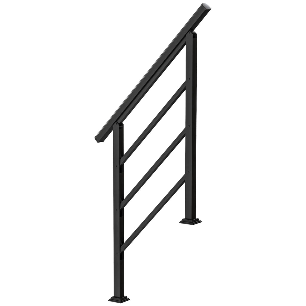 Lauko turėklai laiptams 1-3 pakopoms, reguliuojami 0–45°, metaliniai, juodi, iki 50 kg