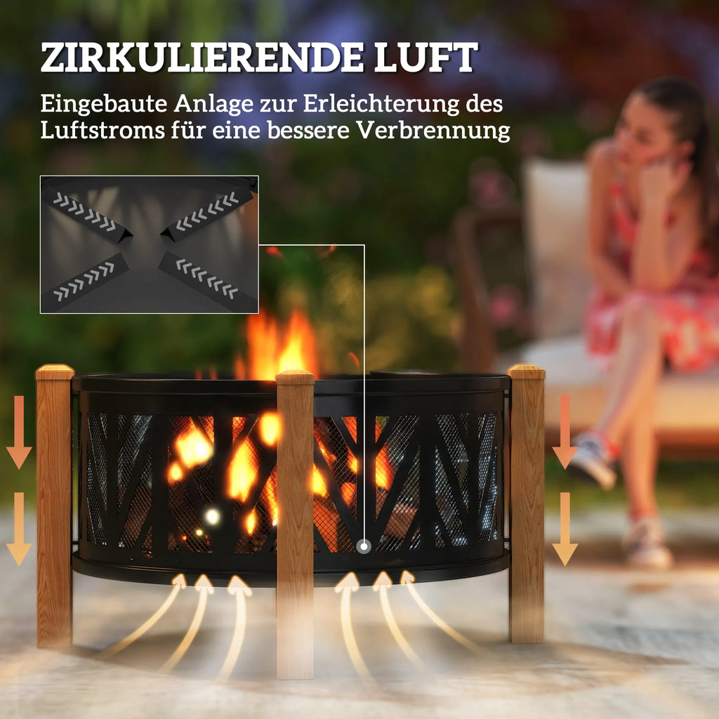 Lauko židinys 2-in-1 su kepsnine 75 x 58 cm, juodas ir rudas