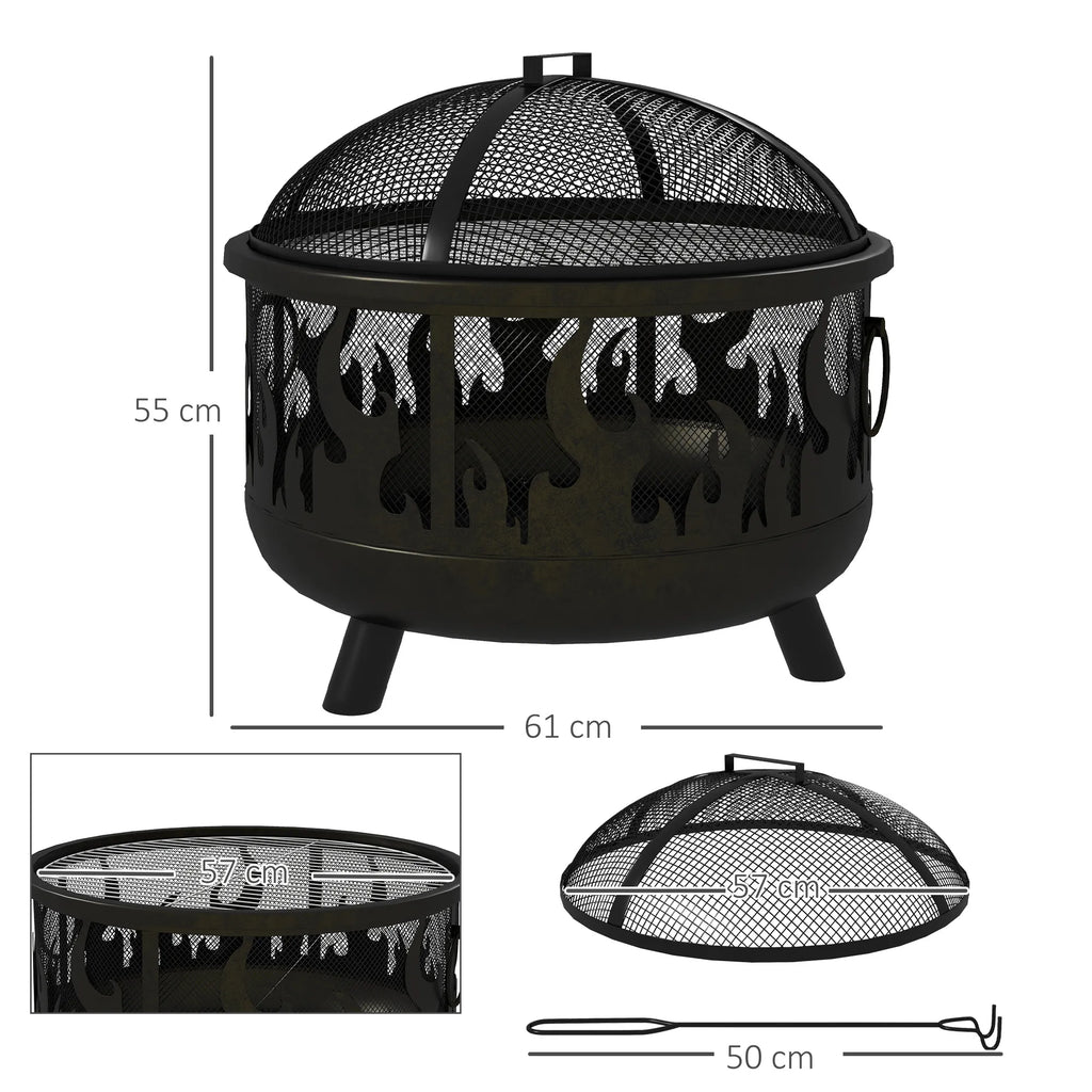 Lauko židinys su kepsnine 2-in-1, Ø61 cm, juodas
