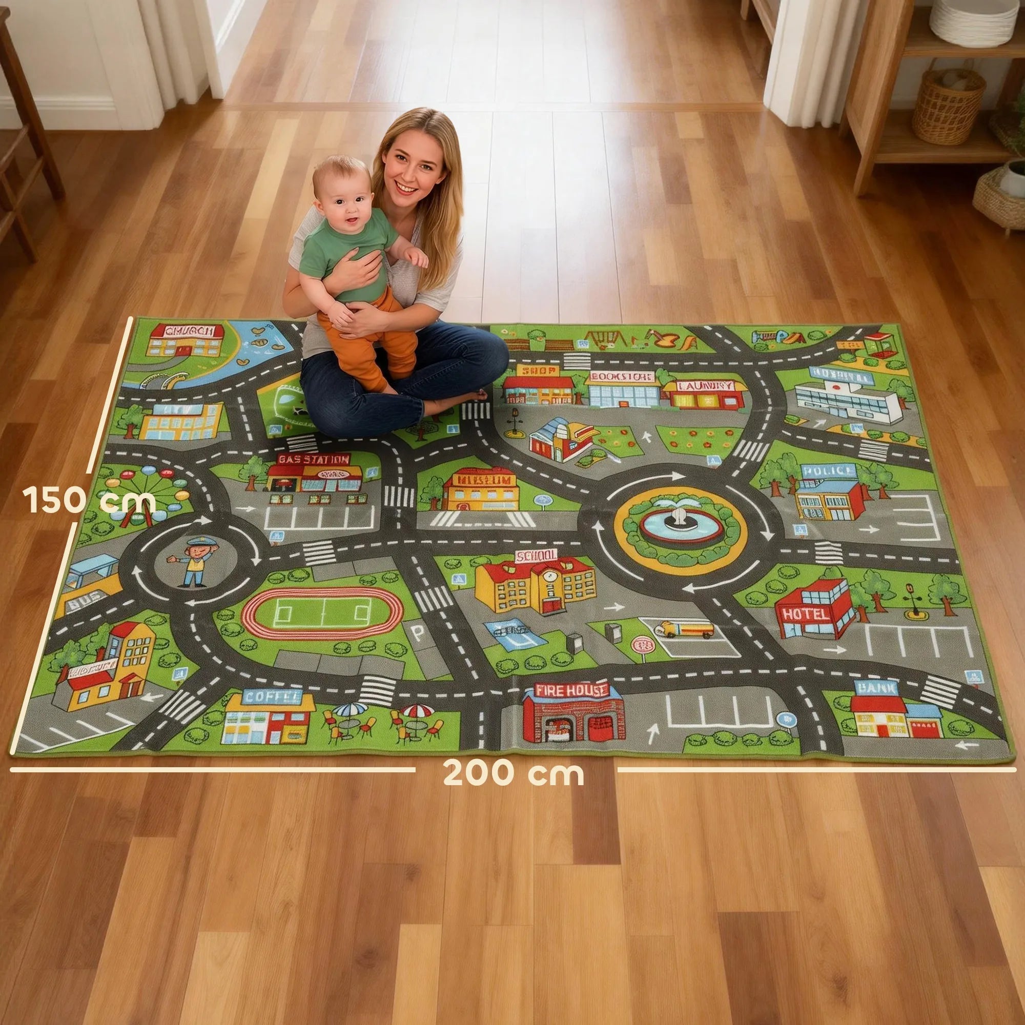 Lavinamasis kilimėlis su gatvių motyvu 200x150 cm pilkas