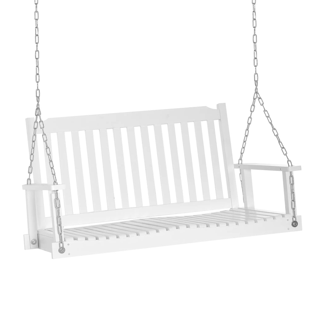 Sodo sūpynės 2 asmenims Sūpynės suolelis Pakabinamas suolelis Masyvi mediena Patio terasa Kiemas Balta 117 x 69 x 60 cm