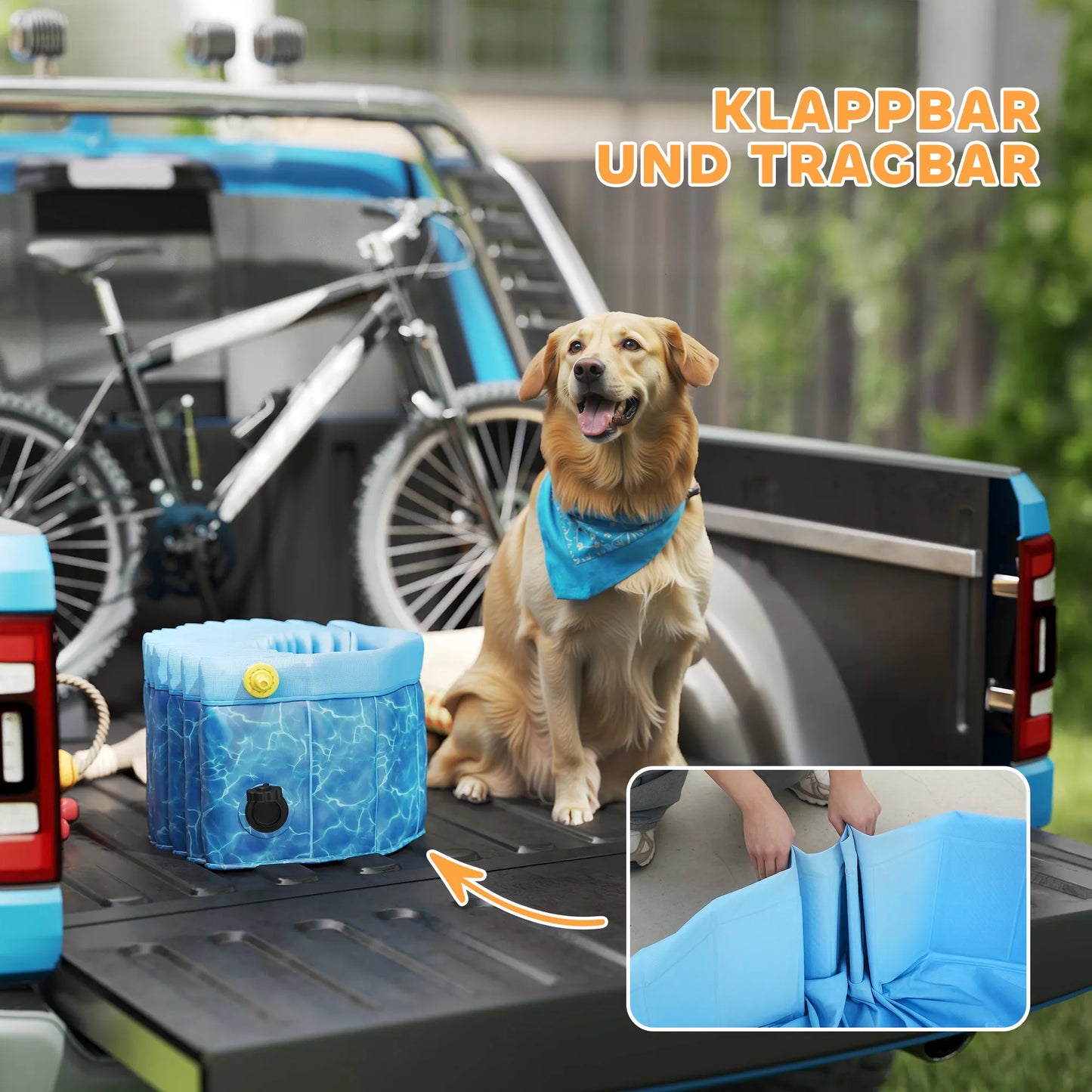 Šunų baseinas Sulankstomas baseinas su fontanu ir vandens pagalvėlėmis Ø120 x 30 cm Mėlynas