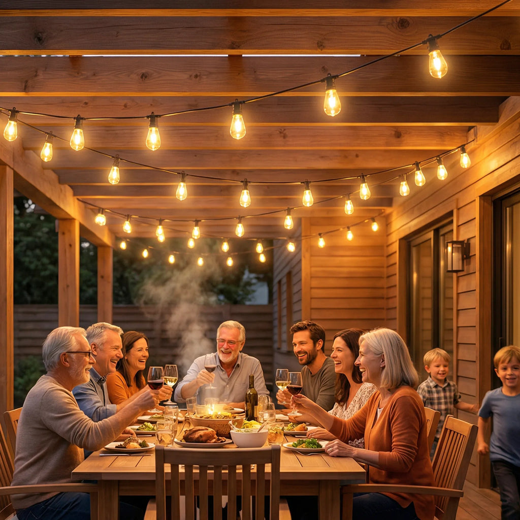 LED lauko girlianda RGBW su nuotolinio valdymo pultu 16,8 m juoda