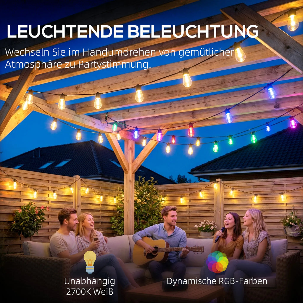 LED lauko girlianda RGBW su nuotolinio valdymo pultu 16,8 m juoda