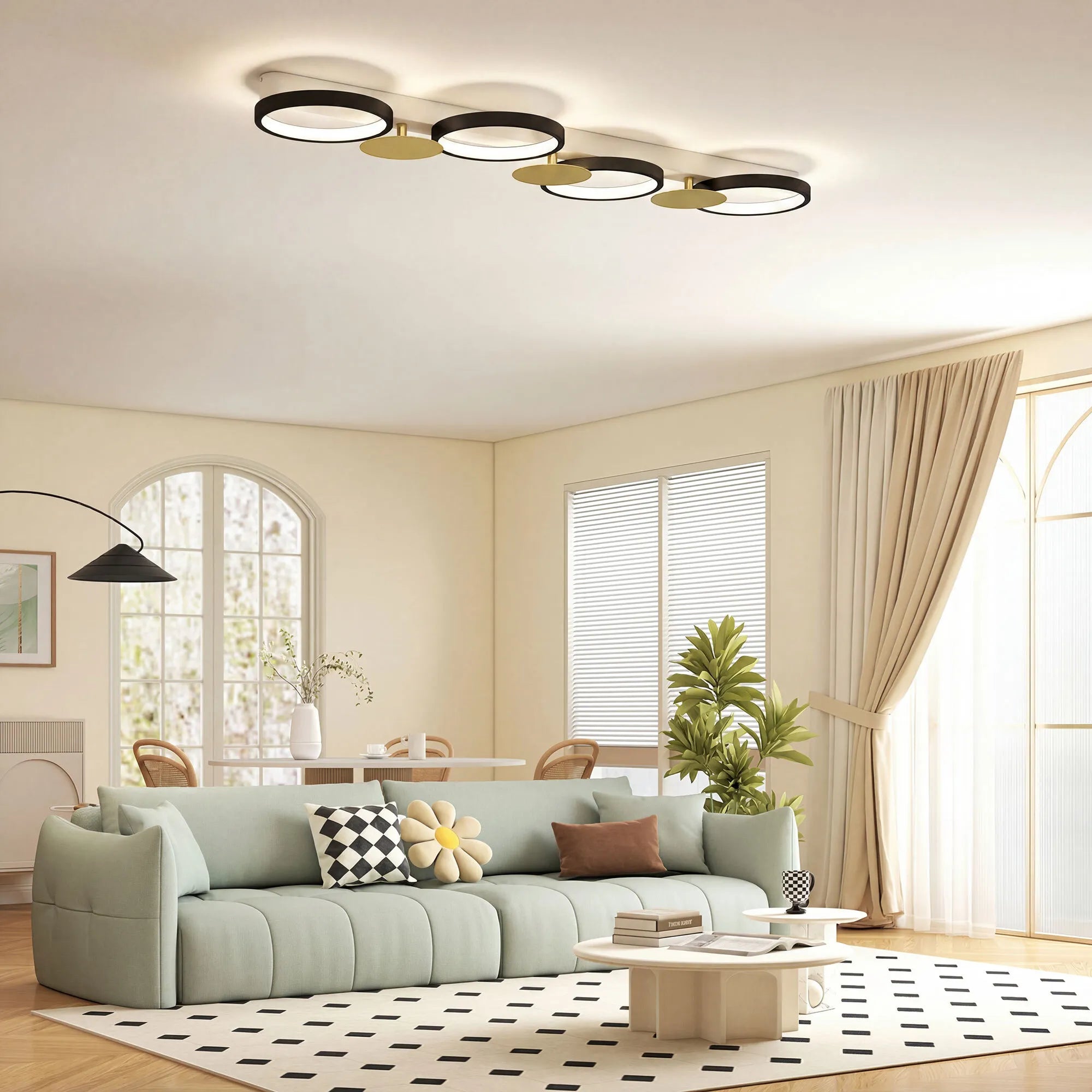 LED lubinis šviestuvas reguliuojamas 100 cm juodas su auksine