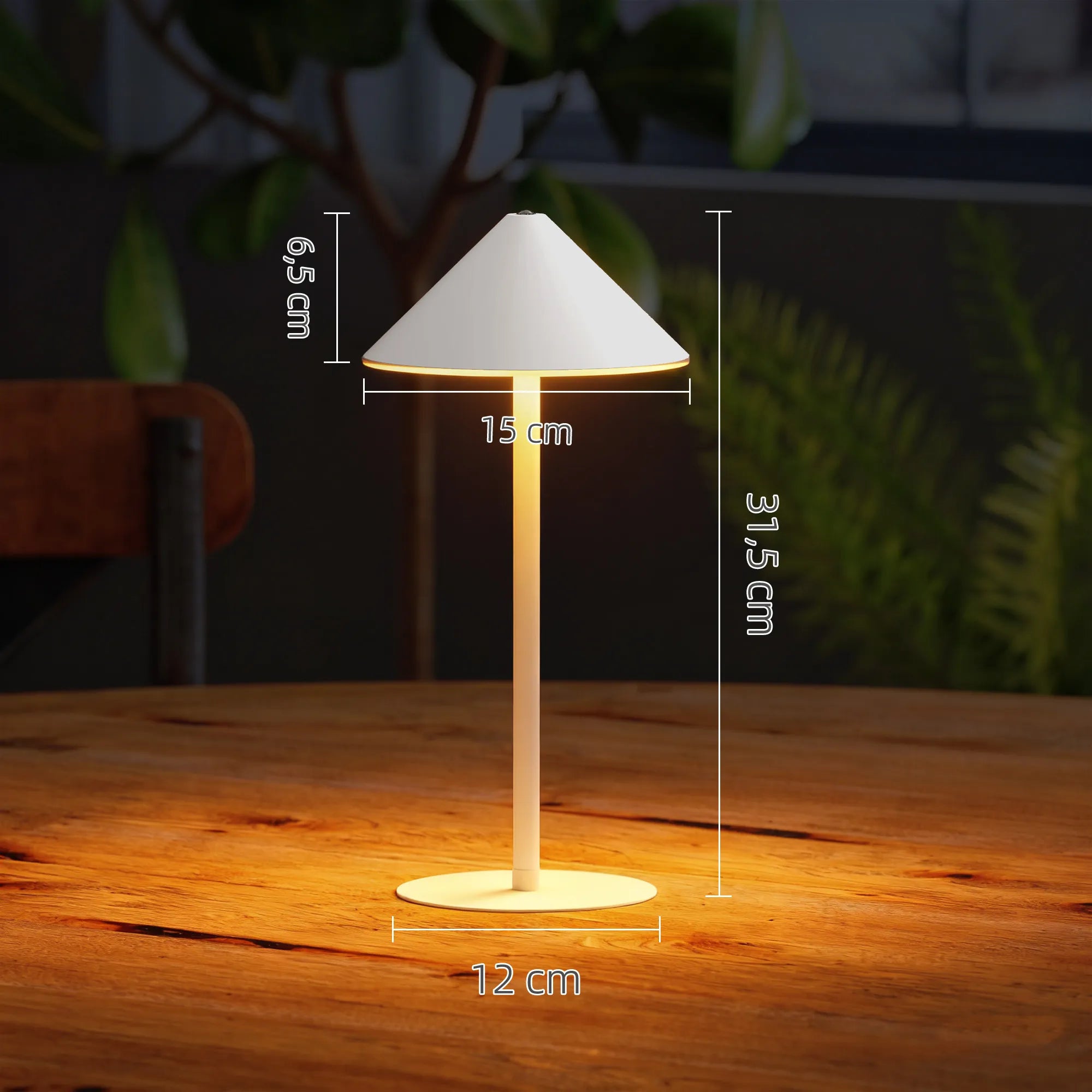 LED stalo lempa su USB kabeliu, jutikliniu jungikliu, metalo, įkraunama, balta