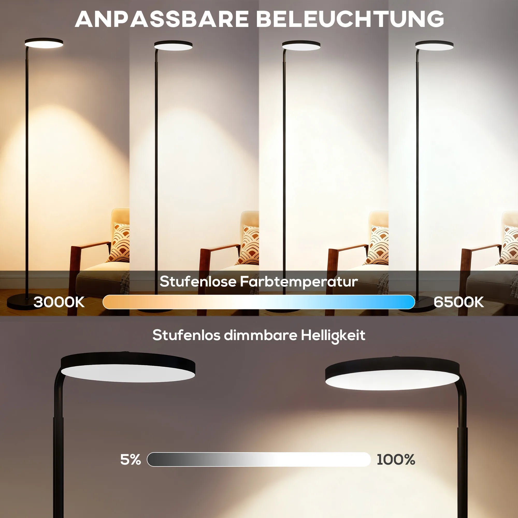 LED toršeras su magnetiniu nuotolinio valdymo pulteliu, juodas
