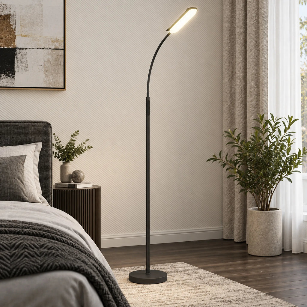 LED toršeras su šviesos reguliavimu, 175 cm, juodas