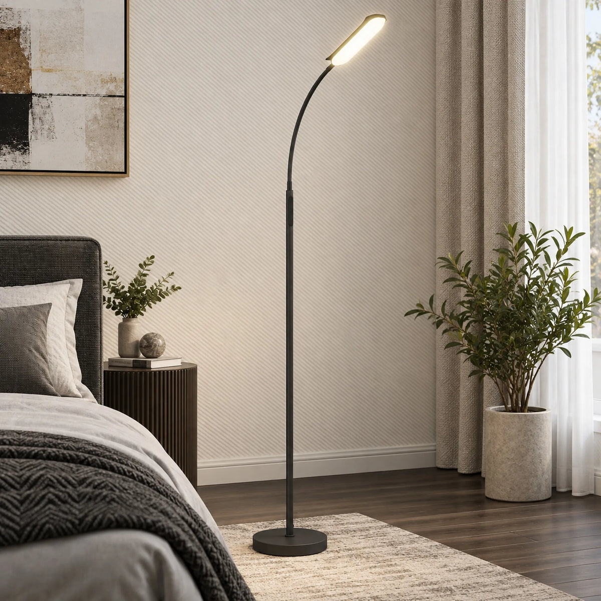 LED toršeras su šviesos reguliavimu, 175 cm, juodas