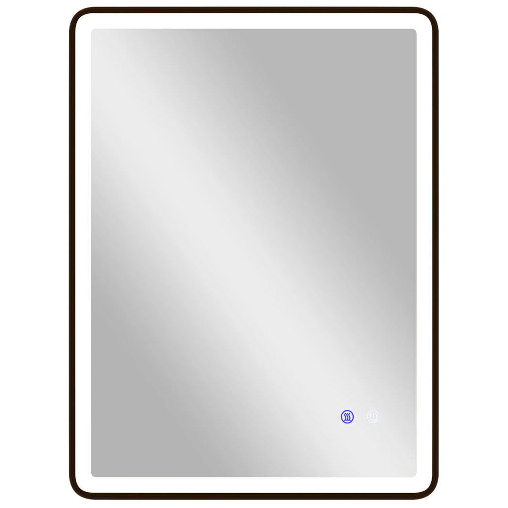 LED vonios veidrodis grūdinto stiklo 80x60 cm juodas rėmas