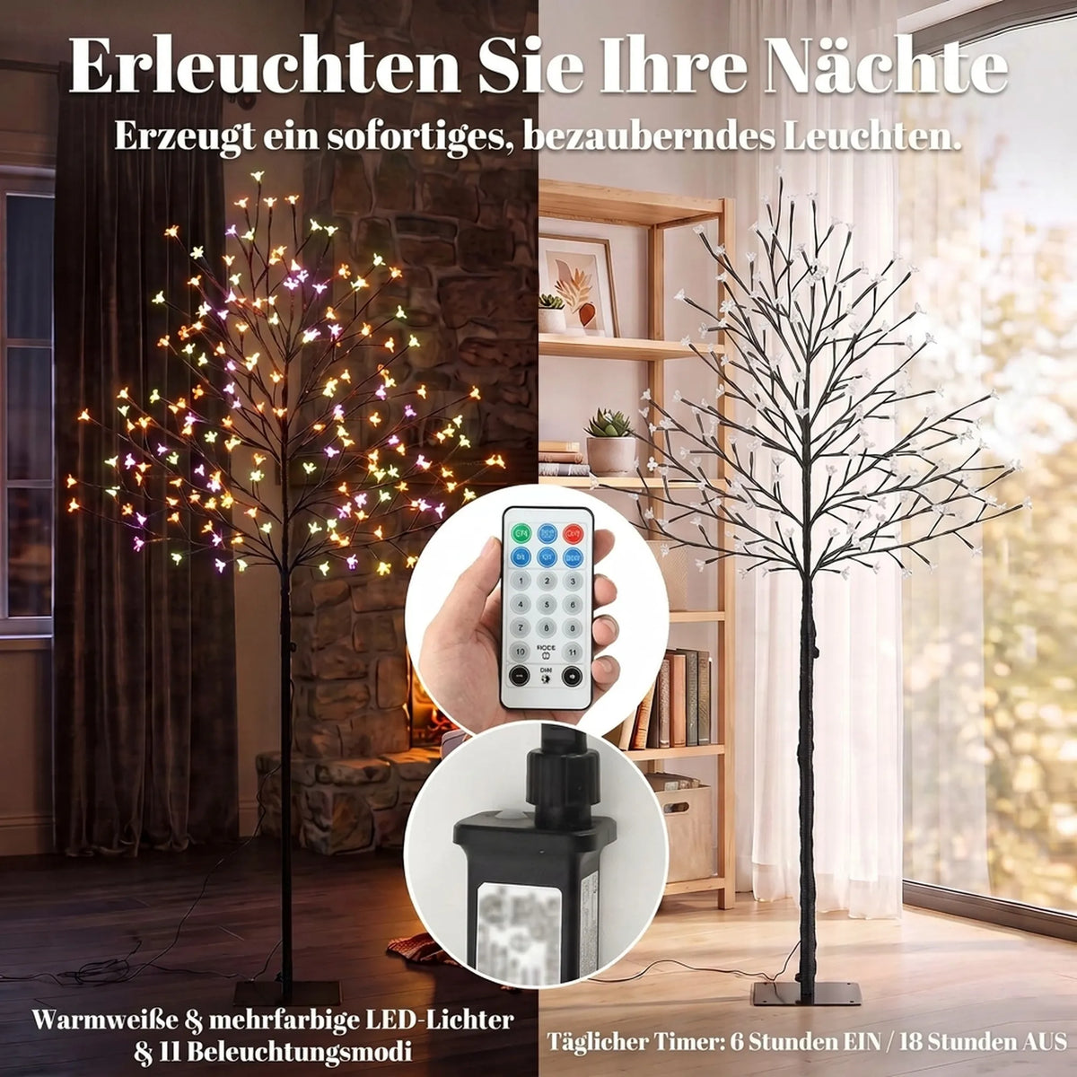 LED vyšnių žiedų medis, 150 cm, 160 LED, 20 lanksčių šakelių, Kalėdų dekoracija