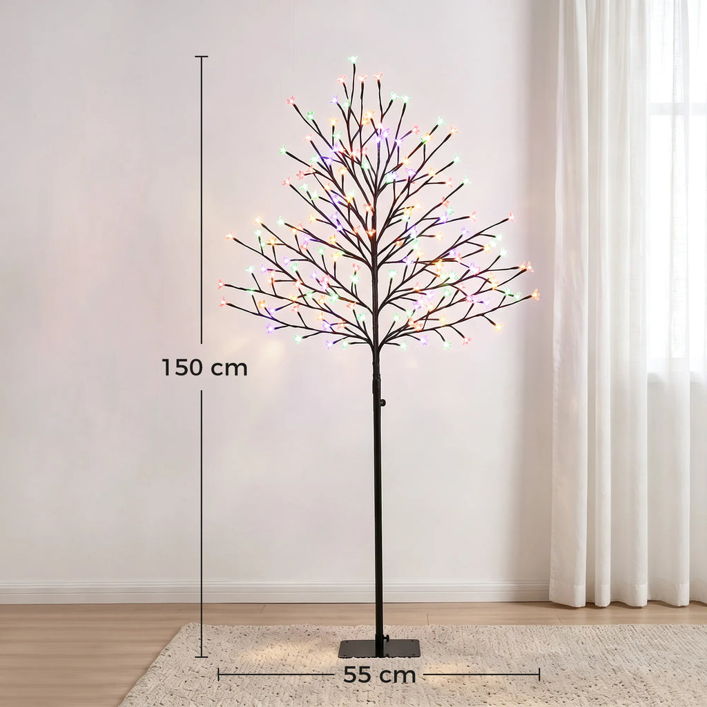 LED vyšnių žiedų medis, 150 cm, 160 LED, 20 lanksčių šakelių, Kalėdų dekoracija