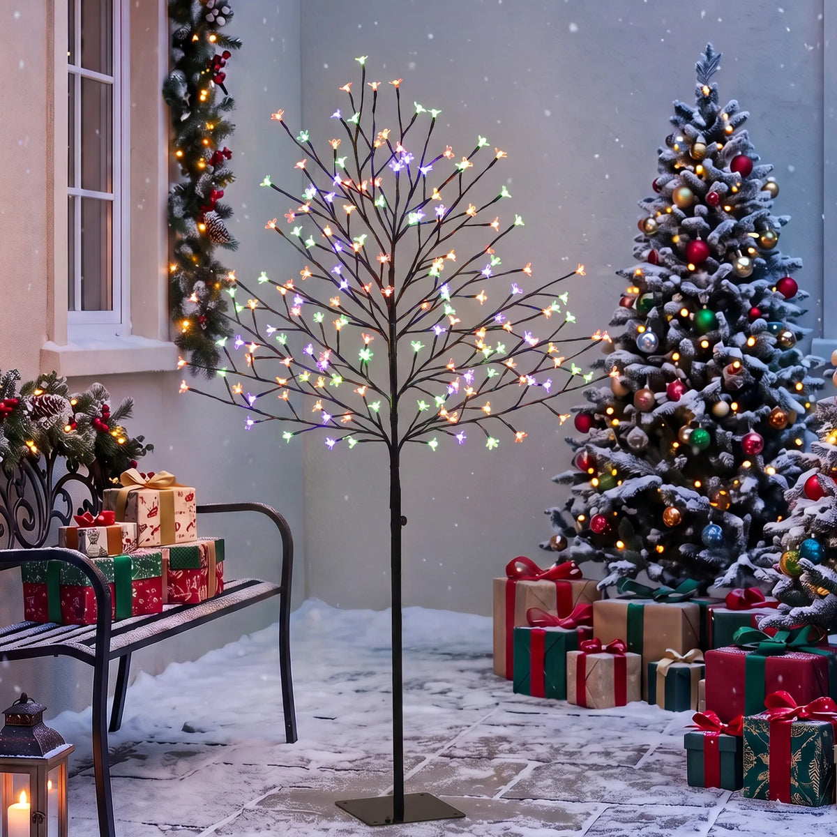 LED vyšnių žiedų medis, 150 cm, 160 LED, 20 lanksčių šakelių, Kalėdų dekoracija