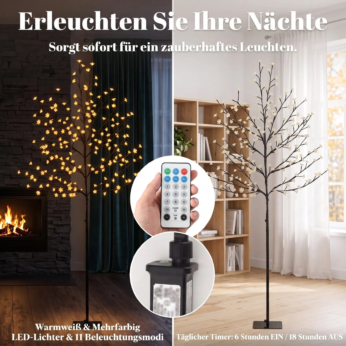 LED vyšnių žiedų medis, 180 cm, su 200 LED lempučių