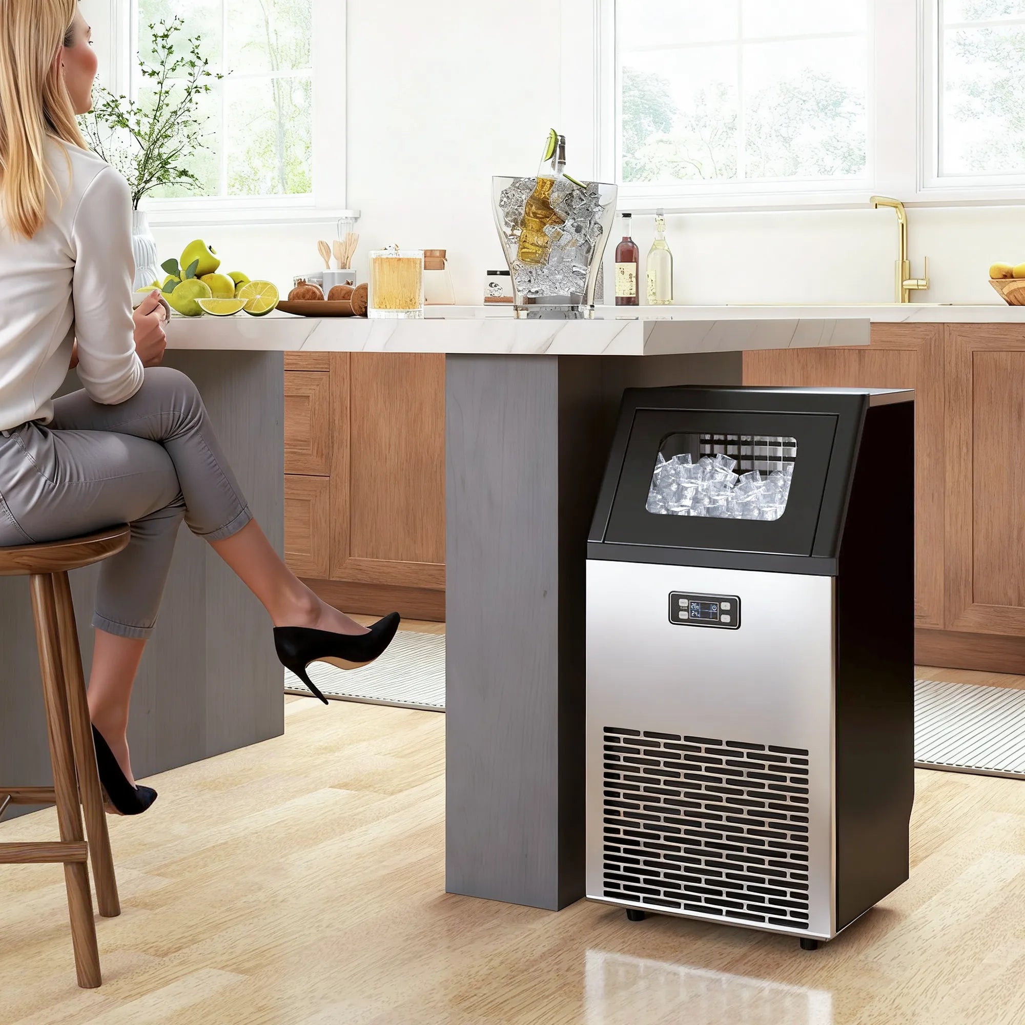 Ledo generatorius 45 kg/24h nerūdijančio plieno su LCD ekranu