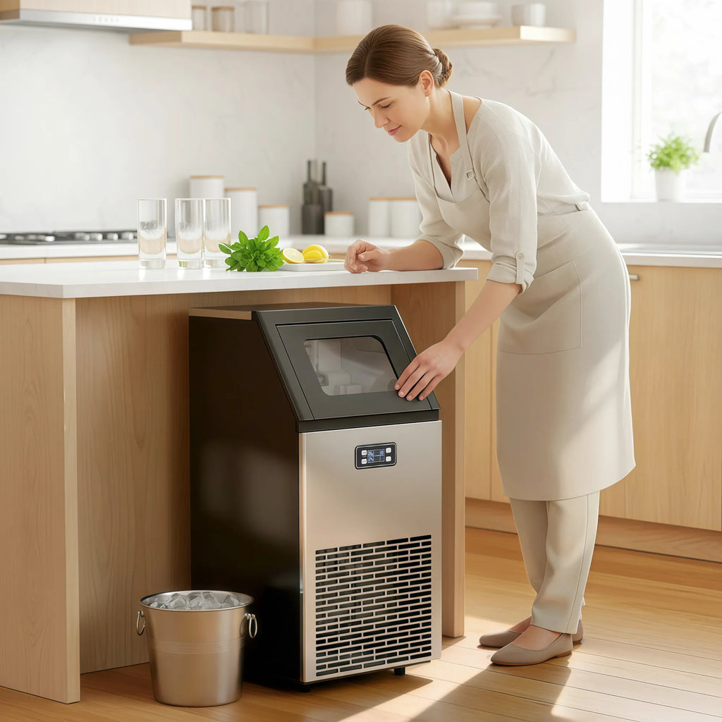 Ledo generatorius 45 kg/24h nerūdijančio plieno su LCD ekranu