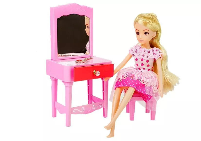 Lėlių baldų ir aksesuarų rinkinys LELIA Dream Princess Room, su lėle ir drabužiais, 10–14 colių lėlėms